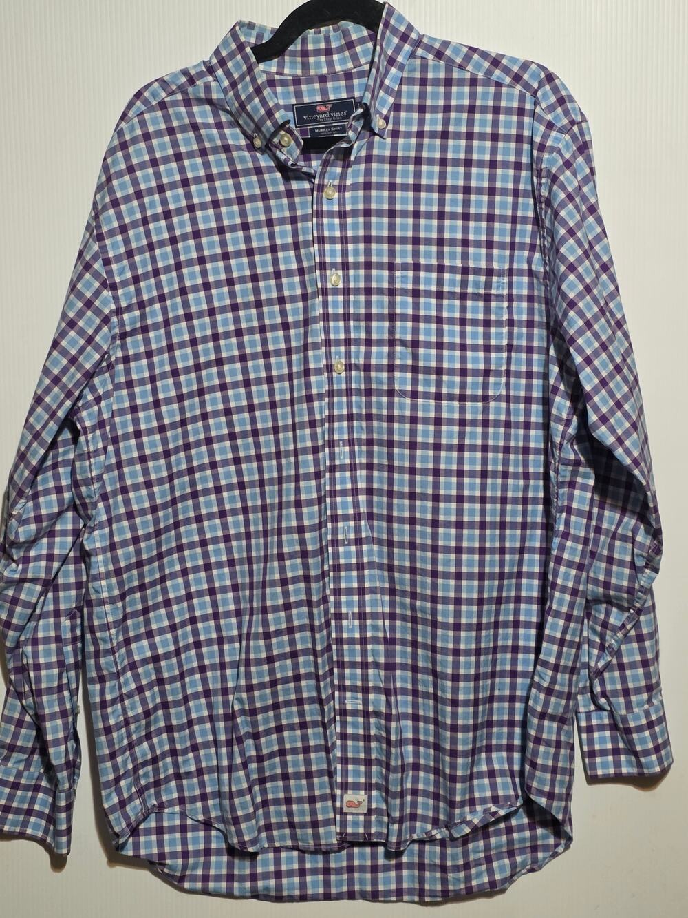 Vineyard Vines Men's Large Purple Blue Plaid Murray Button Down Shirt L
